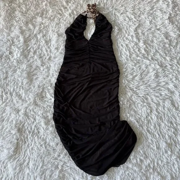 AFRM Signature Mesh Knit Shirred Bodycon Midi Party Dress Size S - Picture 8 of 11